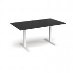 Elev8 Touch boardroom table 1800mm x 1000mm - white frame, black top EVTBT18-WH-BK