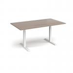 Elev8 Touch boardroom table 1800mm x 1000mm - white frame, Barcelona walnut top EVTBT18-WH-BW