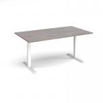 Elev8 Touch boardroom table 1800mm x 1000mm - white frame and grey oak top EVTBT18-WH-GO