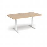 Elev8 Touch boardroom table 1800mm x 1000mm - white frame, Kendal oak top EVTBT18-WH-KO
