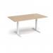 Elev8 Touch boardroom table 1800mm x 1000mm - white frame, Kendal oak top EVTBT18-WH-KO