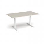 Elev8 Touch boardroom table 1800mm x 1000mm - white frame, light grey top EVTBT18-WH-LG