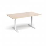 Elev8 Touch boardroom table 1800mm x 1000mm - white frame and maple top