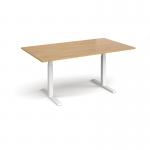Elev8 Touch boardroom table 1800mm x 1000mm - white frame and oak top