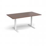 Elev8 Touch boardroom table 1800mm x 1000mm - white frame, walnut top EVTBT18-WH-W