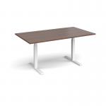 Elev8 Touch boardroom table 1800mm x 1000mm - white frame and walnut top EVTBT18-WH-W