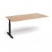 Elev8 Touch boardroom table add on unit 2000mm x 1000mm - black frame, beech top EVTBT20-AB-K-B