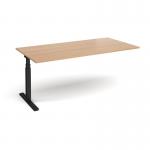 Elev8 Touch boardroom table add on unit 2000mm x 1000mm - black frame, beech top EVTBT20-AB-K-B