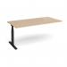 Elev8 Touch boardroom table add on unit 2000mm x 1000mm - black frame, kendal oak top EVTBT20-AB-K-KO