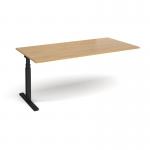 Elev8 Touch boardroom table add on unit 2000mm x 1000mm - black frame, oak top EVTBT20-AB-K-O