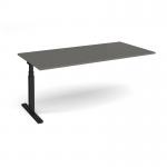 Elev8 Touch boardroom table add on unit 2000mm x 1000mm - black frame, onyx grey top EVTBT20-AB-K-OG
