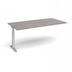 Elev8 Touch boardroom table add on unit 2000mm x 1000mm - silver frame, grey oak top EVTBT20-AB-S-GO