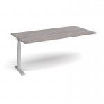 Elev8 Touch boardroom table add on unit 2000mm x 1000mm - silver frame and grey oak top EVTBT20-AB-S-GO