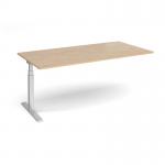 Elev8 Touch boardroom table add on unit 2000mm x 1000mm - silver frame, kendal oak top EVTBT20-AB-S-KO