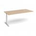 Elev8 Touch boardroom table add on unit 2000mm x 1000mm - silver frame, kendal oak top EVTBT20-AB-S-KO
