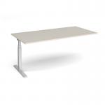 Elev8 Touch boardroom table add on unit 2000mm x 1000mm - silver frame, light grey top EVTBT20-AB-S-LG