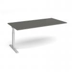 Elev8 Touch boardroom table add on unit 2000mm x 1000mm - silver frame, onyx grey top EVTBT20-AB-S-OG