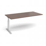 Elev8 Touch boardroom table add on unit 2000mm x 1000mm - silver frame and walnut top EVTBT20-AB-S-W