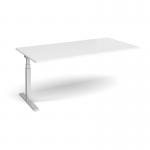 Elev8 Touch boardroom table add on unit 2000mm x 1000mm - silver frame, white top EVTBT20-AB-S-WH