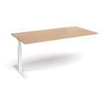 Elev8 Touch boardroom table add on unit 2000mm x 1000mm - white frame and beech top