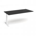 Elev8 Touch boardroom table add on unit 2000mm x 1000mm - white frame, black top EVTBT20-AB-WH-BK