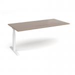 Elev8 Touch boardroom table add on unit 2000mm x 1000mm - white frame, Barcelona walnut top EVTBT20-AB-WH-BW
