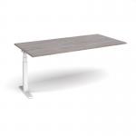 Elev8 Touch boardroom table add on unit 2000mm x 1000mm - white frame, grey oak top EVTBT20-AB-WH-GO