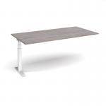 Elev8 Touch boardroom table add on unit 2000mm x 1000mm - white frame and grey oak top
