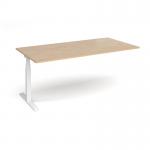 Elev8 Touch boardroom table add on unit 2000mm x 1000mm - white frame, kendal oak top EVTBT20-AB-WH-KO