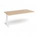Elev8 Touch boardroom table add on unit 2000mm x 1000mm - white frame, kendal oak top EVTBT20-AB-WH-KO