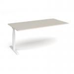Elev8 Touch boardroom table add on unit 2000mm x 1000mm - white frame, light grey top EVTBT20-AB-WH-LG