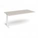 Elev8 Touch boardroom table add on unit 2000mm x 1000mm - white frame, light grey top EVTBT20-AB-WH-LG