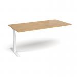 Elev8 Touch boardroom table add on unit 2000mm x 1000mm - white frame, oak top EVTBT20-AB-WH-O