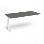 Elev8 Touch boardroom table add on unit 2000mm x 1000mm - white frame, onyx grey top EVTBT20-AB-WH-OG