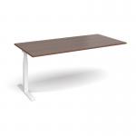 Elev8 Touch boardroom table add on unit 2000mm x 1000mm - white frame and walnut top EVTBT20-AB-WH-W