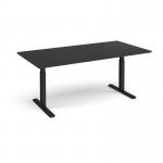 Elev8 Touch boardroom table 2000mm x 1000mm - black frame, black top EVTBT20-K-BK