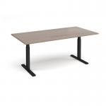 Elev8 Touch boardroom table 2000mm x 1000mm - black frame, Barcelona walnut top EVTBT20-K-BW