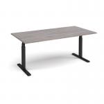 Elev8 Touch boardroom table 2000mm x 1000mm - black frame and grey oak top EVTBT20-K-GO