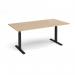 Elev8 Touch boardroom table 2000mm x 1000mm - black frame, Kendal oak top EVTBT20-K-KO