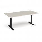 Elev8 Touch boardroom table 2000mm x 1000mm - black frame, light grey top EVTBT20-K-LG