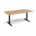 Elev8 Touch boardroom table 2000mm x 1000mm - black frame, oak top EVTBT20-K-O