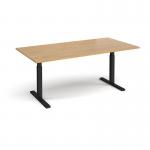 Elev8 Touch boardroom table 2000mm x 1000mm - black frame, oak top EVTBT20-K-O