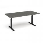 Elev8 Touch boardroom table 2000mm x 1000mm - black frame, onyx grey top EVTBT20-K-OG