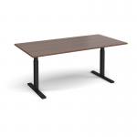 Elev8 Touch boardroom table 2000mm x 1000mm - black frame and walnut top EVTBT20-K-W