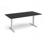 Elev8 Touch boardroom table 2000mm x 1000mm - silver frame, black top EVTBT20-S-BK