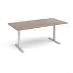 Elev8 Touch boardroom table 2000mm x 1000mm - silver frame, Barcelona walnut top EVTBT20-S-BW