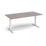 Elev8 Touch boardroom table 2000mm x 1000mm - silver frame, grey oak top EVTBT20-S-GO