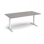 Elev8 Touch boardroom table 2000mm x 1000mm - silver frame and grey oak top