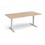 Elev8 Touch boardroom table 2000mm x 1000mm - silver frame, Kendal oak top EVTBT20-S-KO
