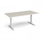 Elev8 Touch boardroom table 2000mm x 1000mm - silver frame, light grey top EVTBT20-S-LG
